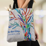 Tree Of Life Yoga Instructor Tote Bag<br><div class="desc">This decorative tote bag features a colourful mosaic tree of life on a pale grey background. 
Easily customisable.
Original Mosaic Design © Michele Davies</div>