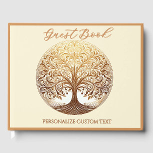 Tree of Life Zen Bronze Metallic Personalized Guest Book