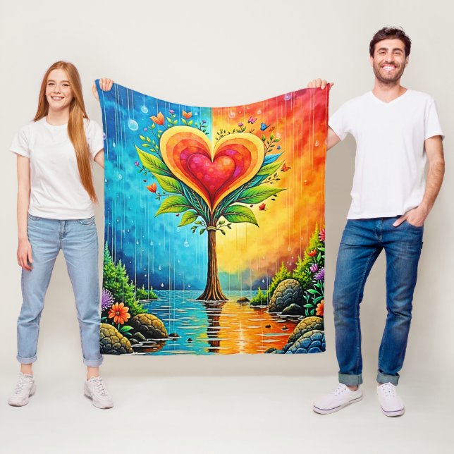 Tree of Love and Life Design Fleece Blanket (In Situ)