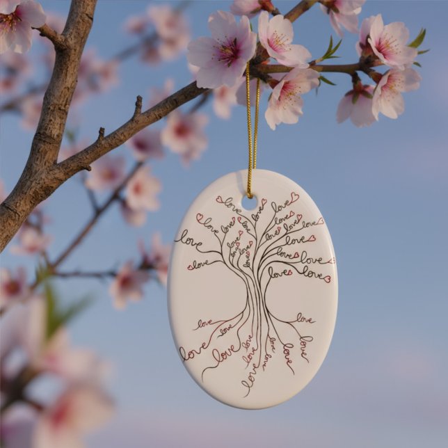 Tree of Love Cute Meaningful Personalised Photo Ceramic Ornament (Creator Uploaded)