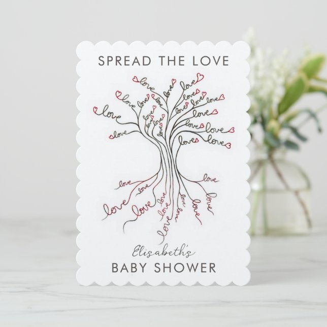   Tree of Love Meaningful Personalised Baby Shower Invitation (Standing Front)