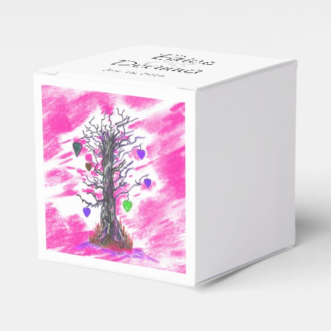 Tree of Love Pink Favour Favour Box (Front Side)