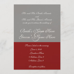 Tree of Love Red Grey Wedding Invitation