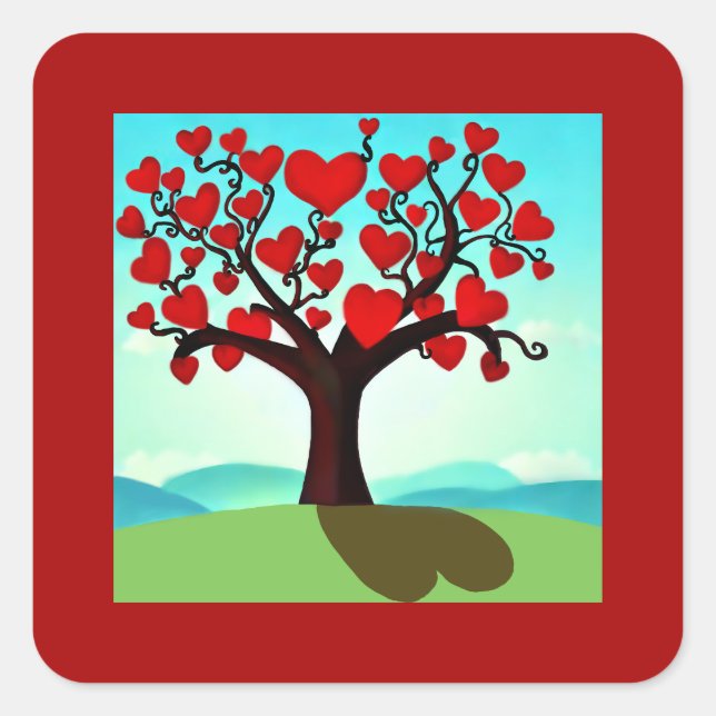 Tree of love square sticker (Front)