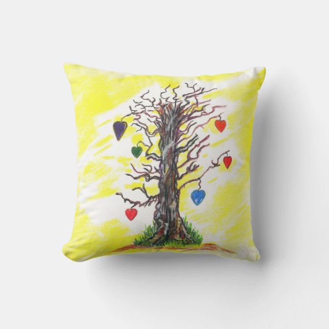 Tree of Love Yellow Pillow (Front)