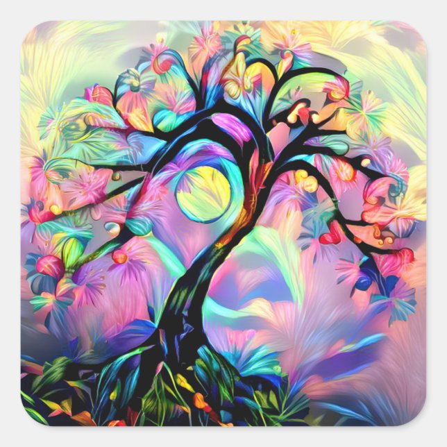 Tree of Many Colours Square Sticker (Front)