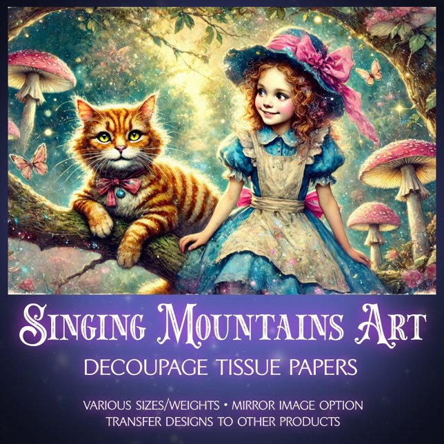 Tree of Tales Alice and Cheshire Cat Decoupage Tissue Paper (Creator Uploaded)