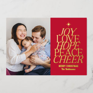 Tree of Words Foil Holiday Card Editable Colour