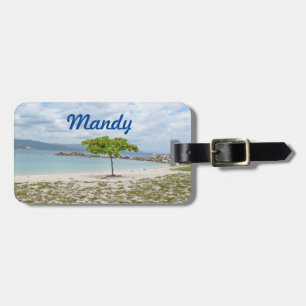TREE ON A SECLUDED BEACH IN JAMAICA CUSTOM LUGGAGE TAG
