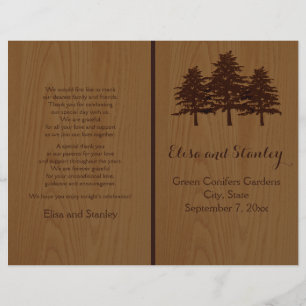 Tree on wood brown woodland wedding program