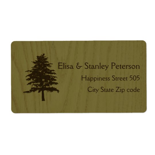 Tree on wood green woodland wedding shipping label