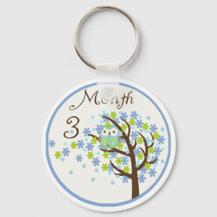 Tree Owl Milestone Month 3 Key Ring
