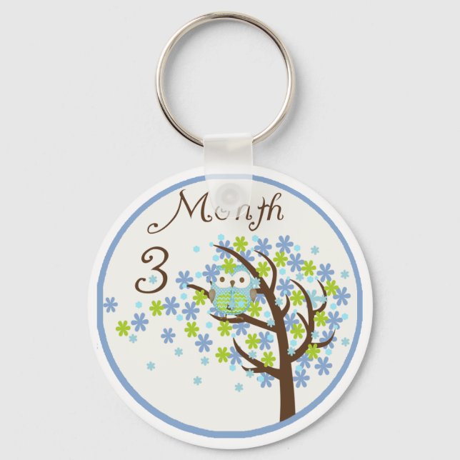Tree Owl Milestone Month 3 Key Ring (Front)