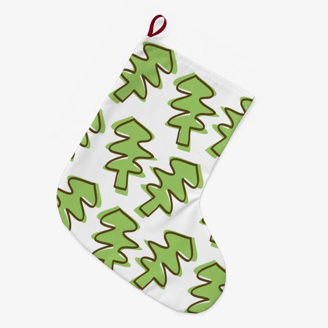 tree patterned large christmas stocking (Front (Hanging))