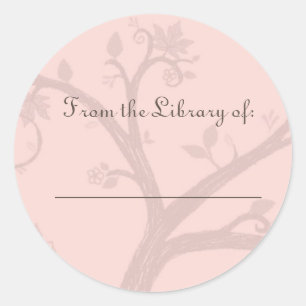 Tree Pink Bookplate Sticker