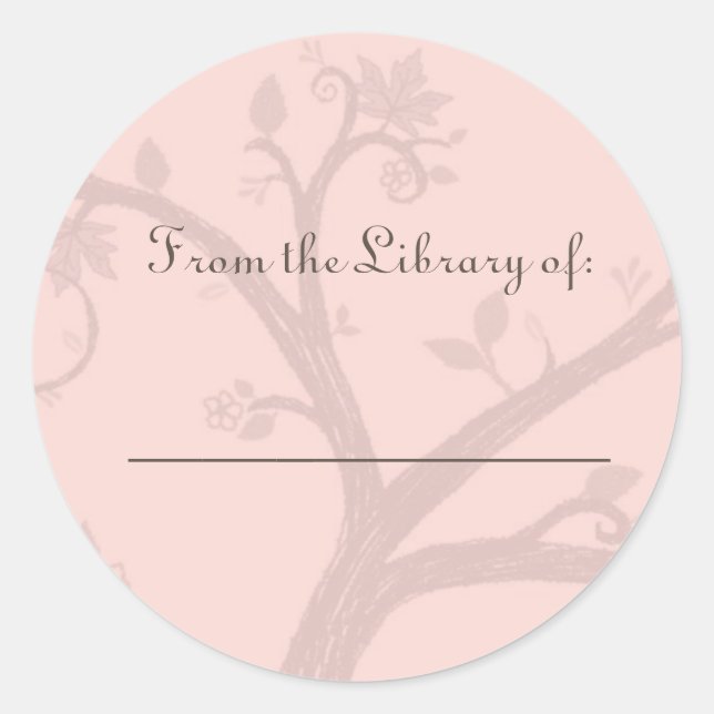Tree Pink Bookplate Sticker (Front)