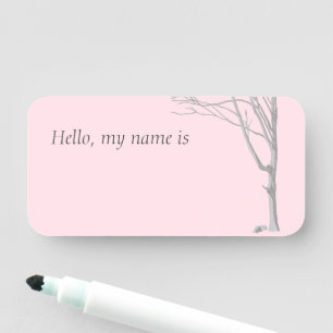 Tree Pink Hello My Name is Name Tag
