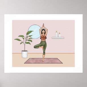 Tree Pose Yoga Vrikshasana Balance Yogi Woman Poster
