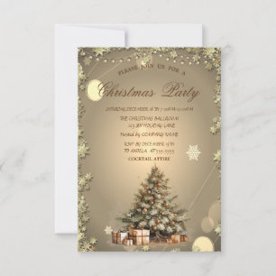 Tree,Presents Pine cones Stars Christmas Invitation