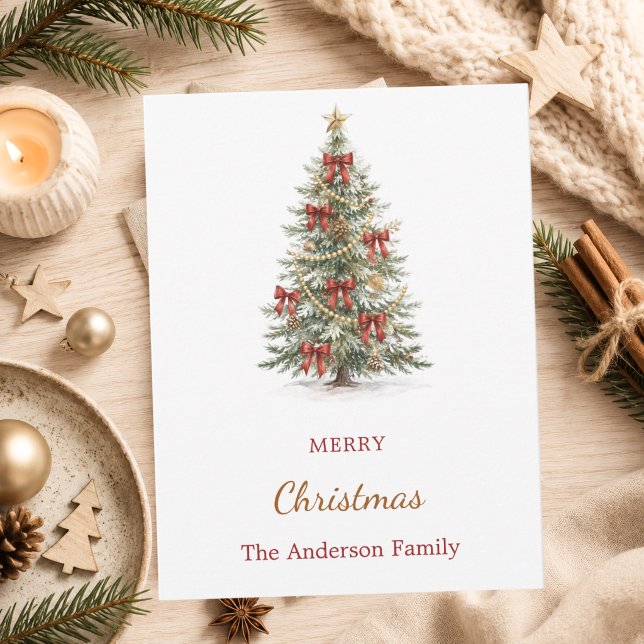 Tree red bows Christmas  Holiday Postcard (Creator Uploaded)