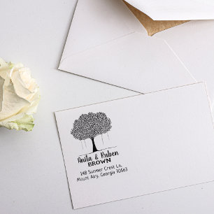Tree Return Address Family  Rubber Stamp