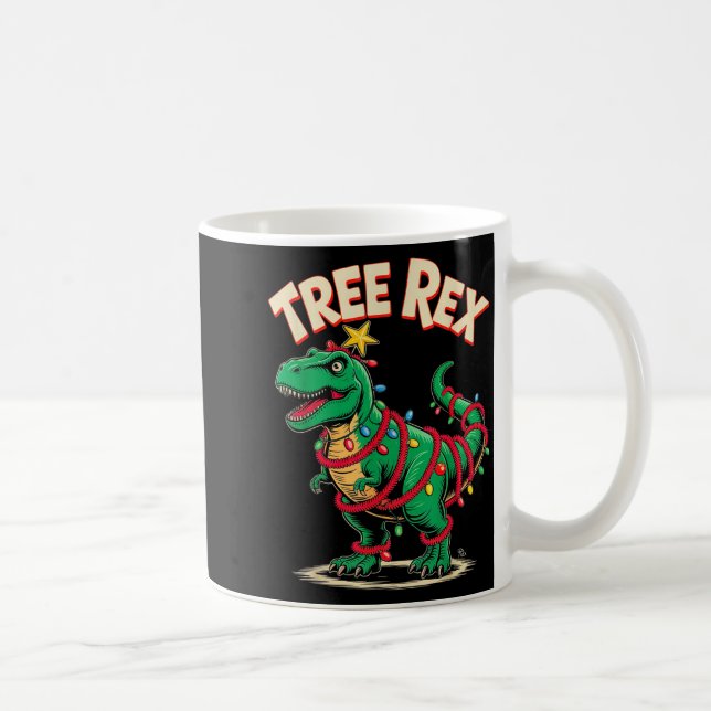 Tree Rex Christmas Costume T-rex Dinosaur Xmas Lig Coffee Mug (Right)