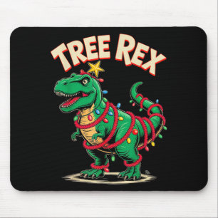 Tree Rex Christmas Costume T-rex Dinosaur Xmas Lig Mouse Pad