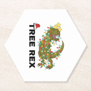 Tree Rex Christmas Dinosaur T Rex 2 Paper Coaster