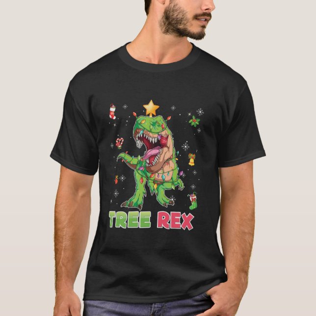 Tree Rex Christmas Dinosaur T Rex Light Tree Sweat T-Shirt (Front)