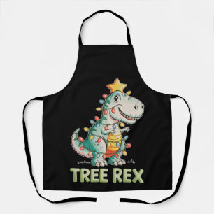 Tree Rex Christmas Dinosaur T Rex Xmas Lights Apron