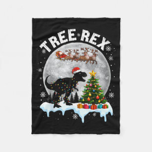 Tree Rex Christmas Dinosaur T-rex Xmas Pajama Men Fleece Blanket