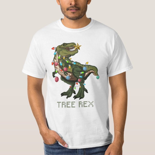 Tree Rex Christmas Dinosaur T-Shirt (Front)