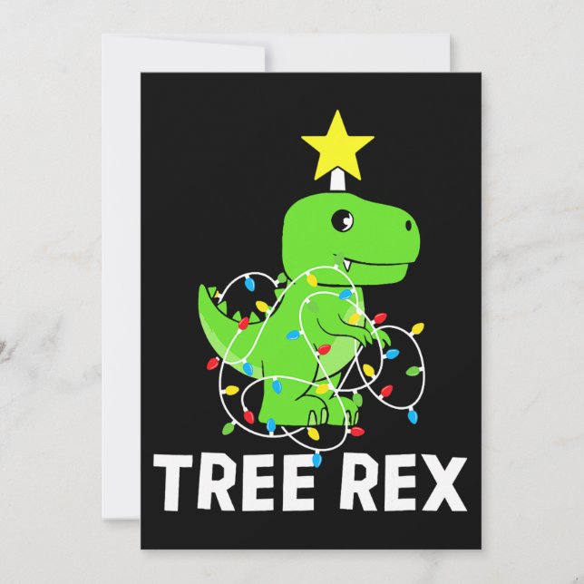 Tree Rex Christmas Dinosaur Tree Funny T Rex Dinos Invitation (Front)
