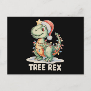Tree Rex Christmas Dinosaur Xmas Lights T Rex Holiday Postcard