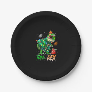 Tree Rex Christmas Dinosaur Xmas T-rex Men Boys Ki Paper Plate