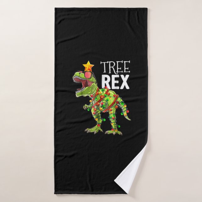 Tree Rex Christmas Lights Dinosaur   Bath Towel (Bath Towel)