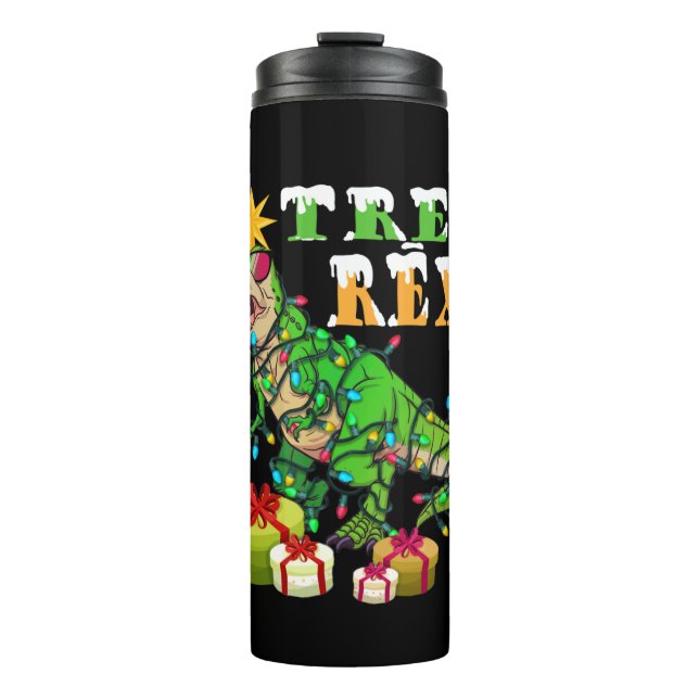 Tree Rex Christmas T-rex Boys   Thermal Tumbler (Front)