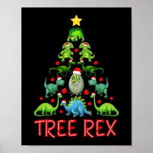 Tree Rex Christmas Tree Tee Kids Cute Dinosaur Xma Poster