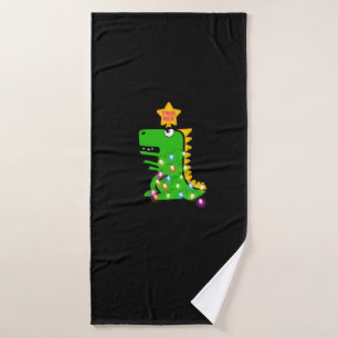 Tree Rex Cute Funny Christmas T-Rex Dinosaur   Bath Towel