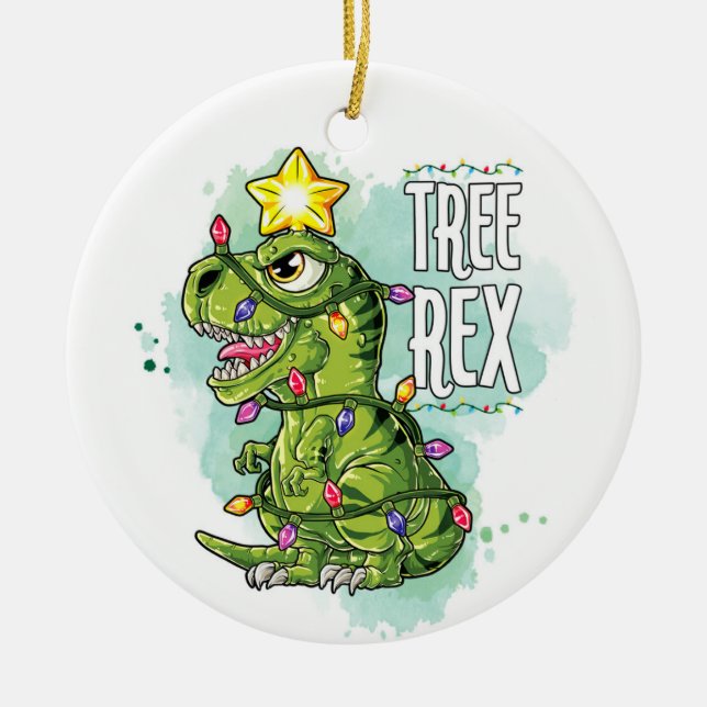 Tree Rex Dinosaur  Ceramic Ornament (Front)