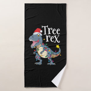 Tree Rex Dinosaur Christmas Boy Kid Men Gift Paja Bath Towel