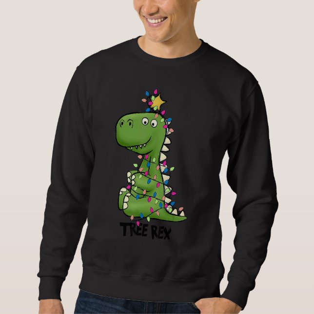 Tree Rex Dinosaur Christmas Costume Xmas Tree Ligh Sweatshirt (Front)