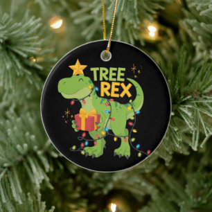 Tree Rex Dinosaur Family Christmas Group Matching Ceramic Ornament
