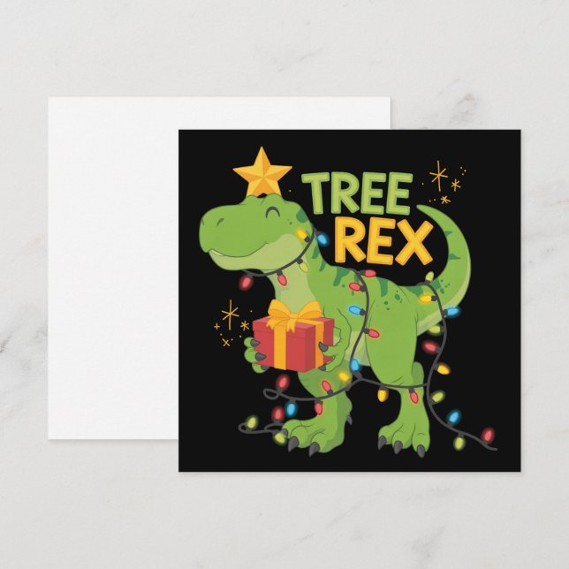 Tree Rex Dinosaur Family Christmas Group Matching  Holiday Card (Front/Back)