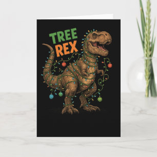 “tree Rex” Dinosaur Holiday Humour Christmas Tee  Card