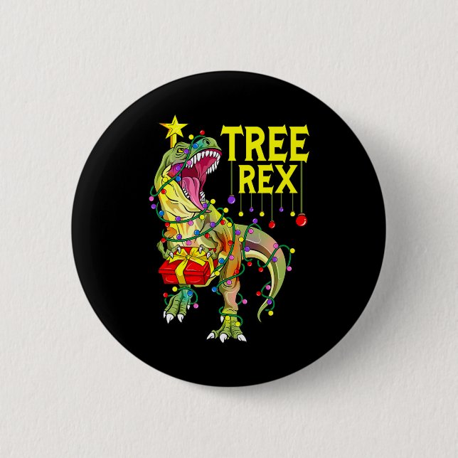 Tree Rex! Funny Christmas Paleontologist  6 Cm Round Badge (Front)