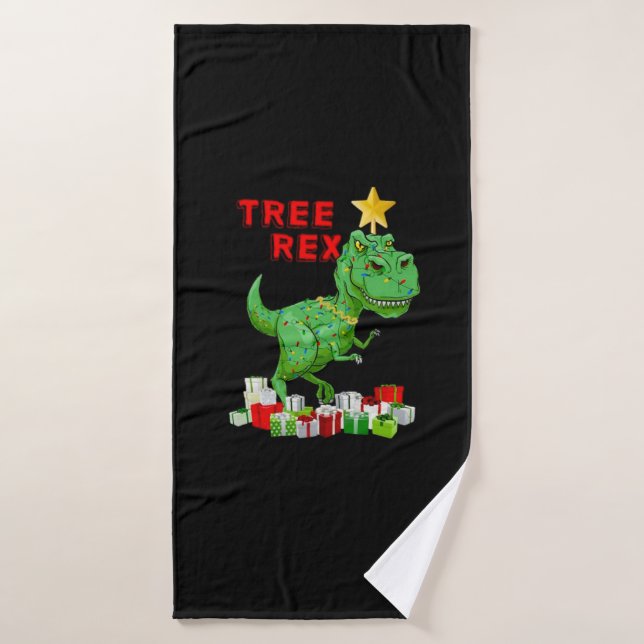 Tree Rex Funny Christmas Tree Dinosaur Lover   Bath Towel (Bath Towel)