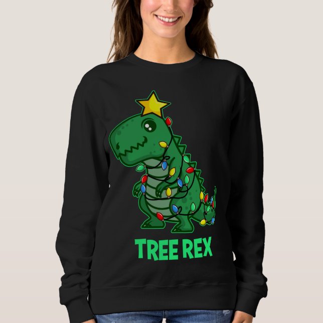 Tree Rex Funny Cute Retro Christmas Dino Sweatshirt (Front)