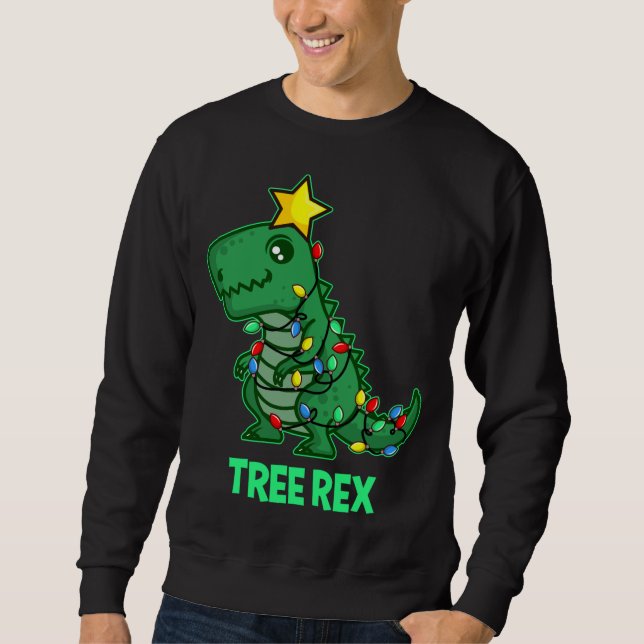 Tree Rex Funny Cute Retro Christmas Dino Sweatshirt (Front)