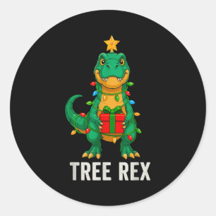 Tree Rex Funny Dinosaur Christmas Classic Round Sticker